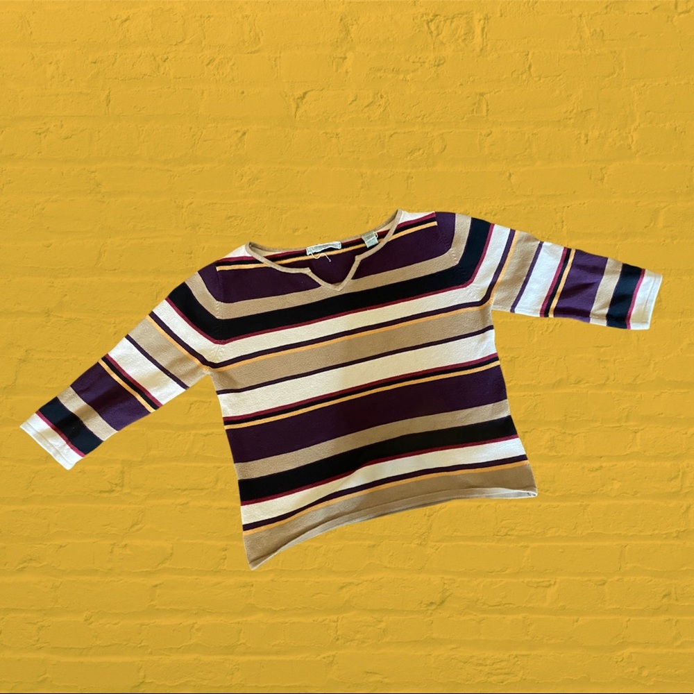 Vintage stripped cropped knit sweater top